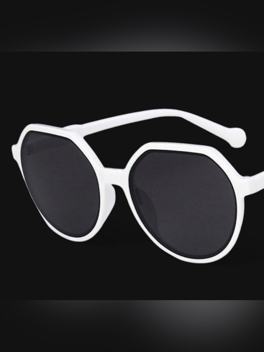 White Frame Black Lens Women's Sunglasses - Modern Round Style